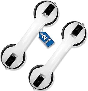 Shower Handle 2 Pack 12 inch Grab Bars for Shower, Bathroom, Bathtubs, Bath Safety Grab Bar with Strong Hold Suction Cup for Elderly, Handicap, Seniors for Wall