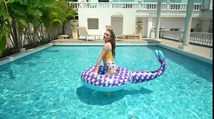Amazon.com: Tounature Giant Mermaid Tail Pool Float Inflatable Swimming Tube Rings Lovely Water Swim Rings for Summer Party, Beach Lounge : Toys & Games
