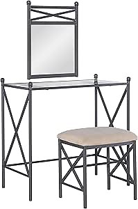 Linon - 57752MTL-01-KD-U Mission Hills Vanity Set, 31" x 32" x 18", Metal