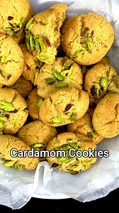 Cardamom Cookies Fragrant cardamom cookies are light, crisp and melt in the mouth. Favourite Indian accompaniment with an afternoon chai. Ingredients: - ¾ Cup all-purpose /plain flour - ¼ Cup besan flour - 2 tbsp fine semolina - 1/8 tsp baking soda - 1 tsp powder, 10 pods - ½ Cup castor sugar - ⅓ Cup vegan butter - 1 tbsp plant-based milk - 3 tbsp slivered pistachio Instructions: - Mix flour , besan, semolina , cardamom powder and baking soda in a bowl. - Cream vegan butter and sugar. - Pour but