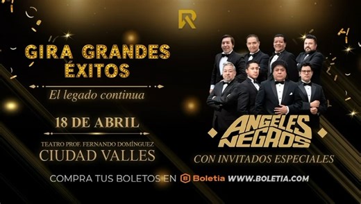 #CIUDADVALLES | ¡Vuelve el AMOR! Los Angeles Negros {Sitio Oficial} 🖤🪽 e Invitados Especiales a tu ciudad La noche que mereces ❤️‍🔥 📆 18 de abril | ⏰ 8:00pm | 📍 Teatro Prof. Fernando Domínguez Precios base ( cargos por servicio) Diamante $1,250 Oro $1,000 Plata $700 Compra tus boletos 🎟️ a través de la página oficial de #BOLETIA en Boletia.com Link de venta directa 🔗 https://ciudad-valles-gira-grandes-exitos-el-legado-continua.boletia.com/ | Conciertos y Festivales MX