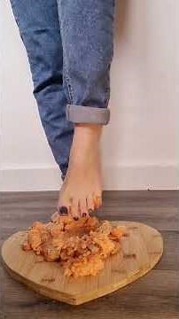 Chushing my dinner - Bare foot - squishing ASMR - Food crush!