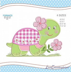 CUTE TURTLE APPLIQUE Embroidery Designs - Turtle Embroidery Design, Girl Applique Machine Embroidery File. Instant Download - Etsy Canada