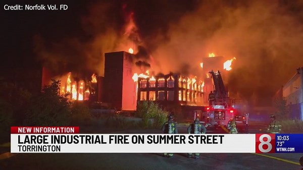 Roads remain closed after building fire in Torrington