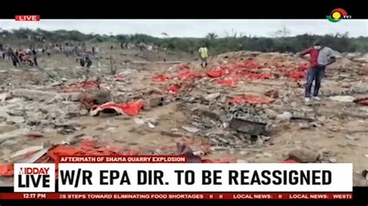 28 reactions | The Western Region Director of the Environmental Protection Agency, Dr George Diawuo has been transferred. The move is said to have been influenced by the weekend’s explosion at a quarry site at Anto Aboso in the Shama District Paa Kojo Peters has more on this #MiddayLive | TV3 Ghana | Facebook