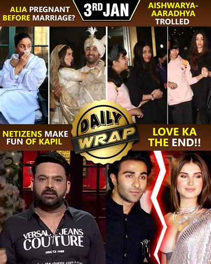 Alia pregnant before marriage?gave clarification on it, Internet calls out Kapil Sharma for using teleprompter to host The Kapil Sharma Show, Aishwarya trolled for holding daughter's hand, and more are amongst the top 10 news today. | Bollywood Now