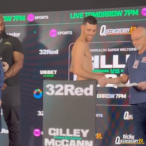 Sam Gilley hits the scales ahead of his Queensberry debut 🤩 #GilleyMcGann | Tomorrow | York Hall, London | Frank Warren