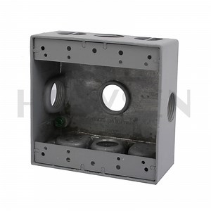 [Hot Item] 5 Threaded Holes Double Gang Electrical Junction Outlet Box Enclosure Gray