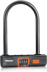 NDakter Combo Bike U Lock,14.6mm Bike Locks Heavy Duty Anti Theft Electric Bike Lock U Large 4-Digit Resettable Combination Bicycle Lock for Electric Bike Motorcycle Scooter