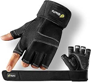 Workout Gloves with Wrist Wrap Support for Women & Men, Weight Lifting Gloves Fingerless Gym Gloves for Cycling, Training, Push-up