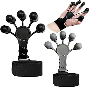 2 Pack Finger Strengthener,Grip Strength Trainer, Finger Strength Trainer, 6 Resistant Level Finger Exerciser, Hand Strengthener for Strength Training, Finger Flexion Extension Training
