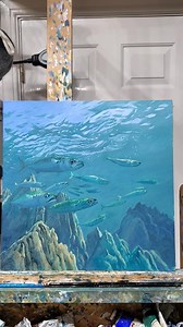 Another small oil in progress, searching for a composition that works well enough to develop on a much larger scale. The mackerel is still a species that I feel there's a lot for me to learn about, both in terms of capturing their beauty and character but also having the skills with composition to portray a scene with hundreds of fish rather than a dozen or so.... | David Miller Art