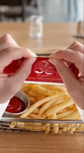 The eternal battle with the ketchup packet... and the ketchup packet always wins. 😠 #KetchupFail