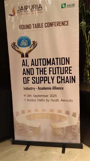 A Glimpse of the Future ✨ Jaipuria Institute of Management hosted the Round Table Conference 2025 on AI, Automation & The Future of Supply Chains 🚀 From global leaders to academic experts, the event brought powerful conversations, bold ideas, and future-ready insights — all on one platform. 🔗 Explore more at www.jaipuria.ac.in #RoundTableConference #JaipuriaInstituteOfManagement #AINative #CareerReady #FutureOfSupplyChains | Jaipuria Institute of Management - Lucknow, Noida, Jaipur, Indore