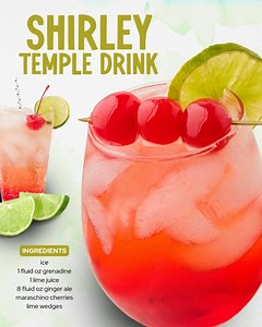 This bubbly Shirley Temple mocktail is a childhood favorite turned fancy! It’s sweet, citrusy, and always served with extra cherries on top 🍒✨🍹 🍒 What You'll Need: 🧊 Ice 🍷 1 oz grenadine 🍈 Juice of 1 lime 🥂 8 oz ginger ale 🍒 Maraschino cherries (for garnish) 🍋 Lime wedges (for garnish) | TASTY Homemade Recipes