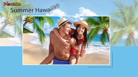 Mocsicka Hawaiian Beach Backdrop Tropical Summer Palm Trees Photography Backdrop Summer Beach Party Decorations for Wedding Baby Shower Birthday Party Supplies (Blue, 7x5ft(82"x60"))