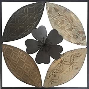 Stratton Home Decor S01206 Flower Carved Wood Wall Decor