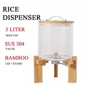 [Hot Item] Glass Store Tanks, Rice, Split Buckets, Storage Bottles & Jars Beverage, Glass Rice Dispenser