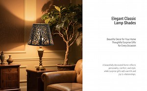 SWAIFDEE Metal Barrel Lamp Shade For Floor Lampshades For Table Lamps With Tree Pattern Spider 6X10X7.5"H