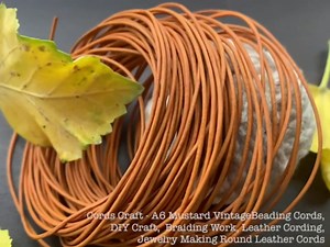 Round Leather Cord 1mm for Making Jewelry, Craft Projects, 10 Meters 10.93 Yards Leather Necklace Cord Rope for DIY Project Vintage Mustard