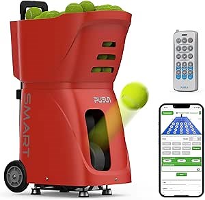 PT-Smart Tennis Ball Machine: Automatic Serve with Adjustable Speed and Angle. Durable Build, high Capacity, Remote-Controlled. Premium Training Tool for Players of All Levels.