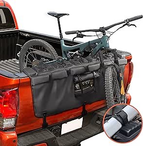 Tailgate Bike Pads, MONOKING Tailgate Bike Pad for Truck with Tool Pocket Up for 5 Mountain Bikes, 54" fit Mid & Full Size Truck