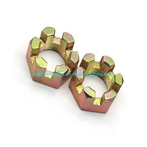 [Hot Item] Yellow Zinc Plated Alloy Steel High Strength Hex Slotted Nut
