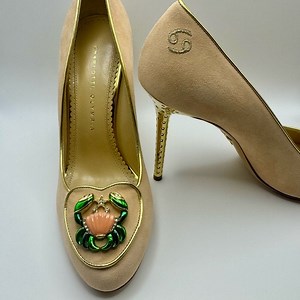 Charlotte Olympia Cancer Zodiac Heels Suede Crab Pumps Size 39