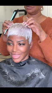 Part 2 of the perfect platinum pixie with a partial quick weave | I am Damasterstylist