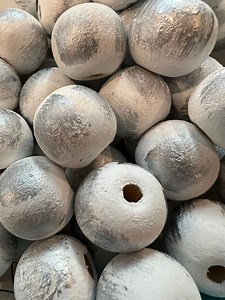 Hand Painted Wood Beads: Brushed Silver DIY Craft Supplies - Etsy