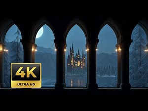 Gothic Winter Castle Window ❄️ Dark Room Ambience | Snowfall & Night Calm for Sleep & Focus