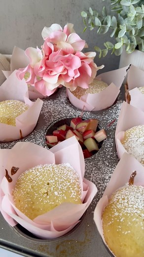 Rhubarb muffins have never tasted so good. - 1 cup chopped rhubarb w/ 1 tbsp. sugar - 2 cups flour - 1 tbsp. baking powder - Pinch of salt - 3/4 cup sugar - 1 cup whole milk - 3 eggs - 4 unsalted butter - 1 tbsp. vanilla extract - zest of 1 lemon Bake at 375 degrees F for 18-20 minutes. #thelazygirlskitchen #angelmama #food #foodporn #foodgasm #foodies #foodiesofinstagram #foodiegram #foodislove #foodgawker #getinmybelly #food52 #forkyeah #instagood #nomnom #yum #yummy #delish #feedfeed #passion