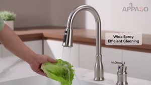APPASO 2 Hole Kitchen Faucet with Pull Down Sprayer 3 Spray Modes, Brushed Nickel Kitchen Faucets with Sprayer, Stainless Steel Kitchen Sink Faucet with Separate Handle, 360° Swivel & Easy Install