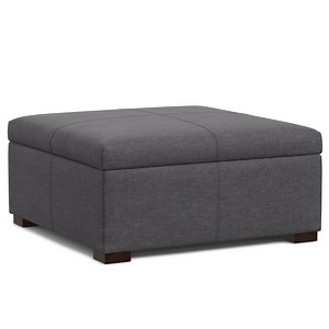 Gabbie 36 inch Wide Square Coffee Table Storage Ottoman in Slate Grey Polyester Linen - Walmart.com