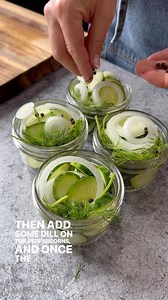 Did you know you can make homemade refrigerator pickles with minimal effort and they are crunchier and tastier than any store- bought pickles I have ever had?! Picking cucumbers are easy to find in farms and farmer’s markets this time of the year. Ingredients for 4 x 8oz jars: 4 pickling cucumbers 1/2 yellow onion A handful of dill 1 tsp black peppercorns Garlic cloves- optional Dill Marinade: 1 cup water 1 cup apple cider vinegar (rice, white vinegar works too) 1 tbs salt 1 tbs sugar 1. To make