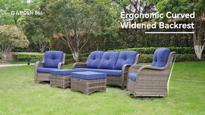 3-Piece Outdoor Couch Set, Include Wicker Patio Sofa with Thickened Olefin Cushions, High Back and Deep Seating, Hand-Woven PE Rattan and 2 Ottomans, Patio Conversation Set for Porch, Deck