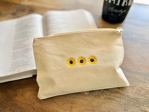 Sunflower Canvas Zipper Pouch Bag, Embroidery Sunflower Pencil Case, Gifts for Sunflower Lovers, Toiletry Bag, Sunflower Pouch, Zipper Bag - Etsy Australia