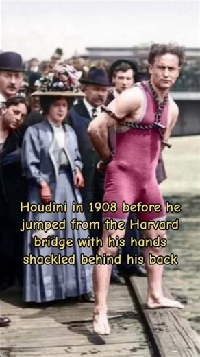 Harry Houdini Before Jumping Off The Harvard Bridge With His Hands Shackled Behind His Back