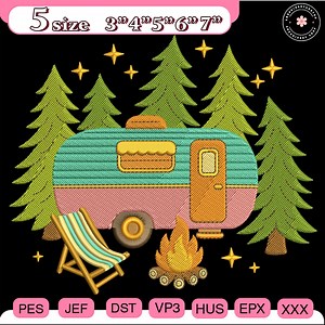 Happy Camping Embroidery File, Camp Crew Embroidery Design, Camp Fire Shirt Idea, Bonfire Nights Design, Camping Squad Idea - Etsy