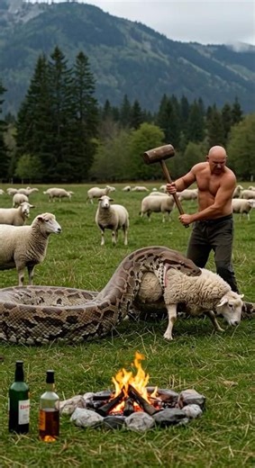 Giant Python Attack on Sheep #pythonattack #animalfight #aiwildlife