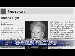 Dallas couple says newspaper deleted reference to same sex partner in obituary