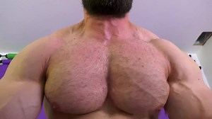 Big pecs worshipped and played with