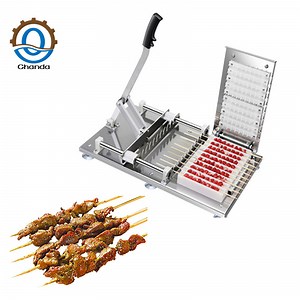 [Hot Item] Manual Mutton Kebab Machine Hand BBQ Meat Beef Satay String Making Machine Bamboo Skewer Kebab Maker