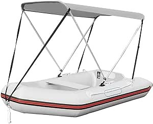 Nisorpa Boat Bimini Top, 4 Bow Bimini Top Covers Waterproof Boat Canopy Sun Shade, Bimini Replacement Top with Frame Hardware, Universal Inflatable Boat Canopies 39.3-55in Bimi Top Cover with 4 Strap