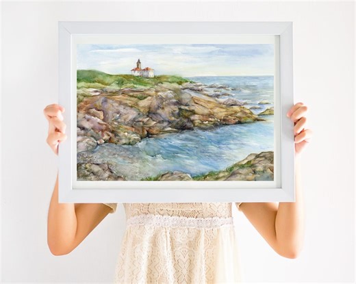 Beavertail Light House Print, Jamestown Rhode Island, Coastal Print. RI Seascape. Rhode Island Coast, Beavertail RI, - Etsy