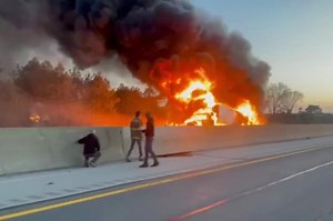 Truck explodes after crashing into another semi on Ohio highway