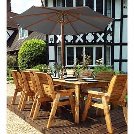 Charles Taylor Eight Seater Rectangular Table Set with Parasol