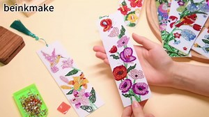 10Pcs Cute Cat 5D Diamond Art Bookmarks Diamond DIY Painting Corner Bookmarks Kitty Rhinestones Beaded Crystal Bookmark Kits for Book Lovers Beginner Adult Crafts