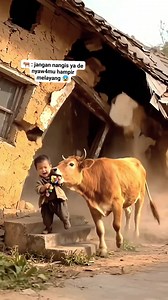 MasyaAlllah sapinya mulai sekali🥰 menolong anak kecil 👶🏻 #Fyp #videoviral #sapi #world | Madrojat Ozan