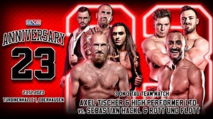 3-on-3 Tag Team Match | wXw 23rd Anniversary (Trailer) Sebastian Hackl & Rott und Flott vs. Axel Tischer & HighPerformer Ltd. Sebastian Hackl hatte sich viel vorgenommen. Er hatte einen Traum: Den Sieg im Shortcut to the Top Match bei seinem Comeback in den Ring nach 10 Jahren. Doch Axel Tischer machte diesen Traum zunichte und provozierte Hackl in den folgenden Monaten respektlos. Für wXw 23rd Anniversary forderte er ihn zu einen 3-on-3 Tag Team Match heraus. Schau dir den Trailer an und erfahr